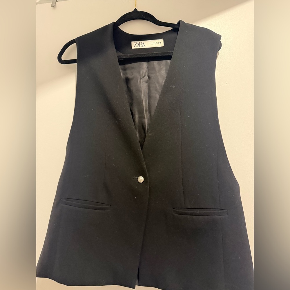 Zara Elegant long Black Vest